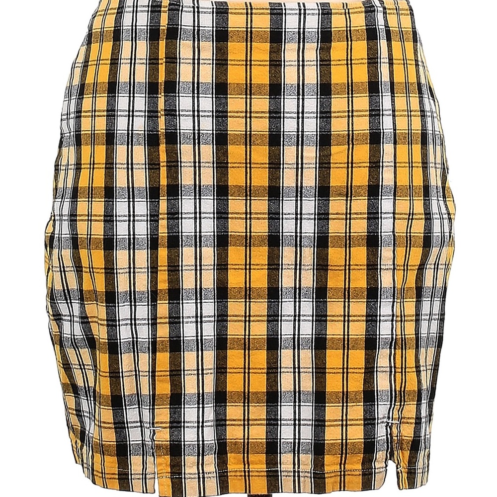 Hollister Yellow Plaid Pencil Mini Skirt Size Small Y2K Clueless Preppy Twee - Picture 2 of 11